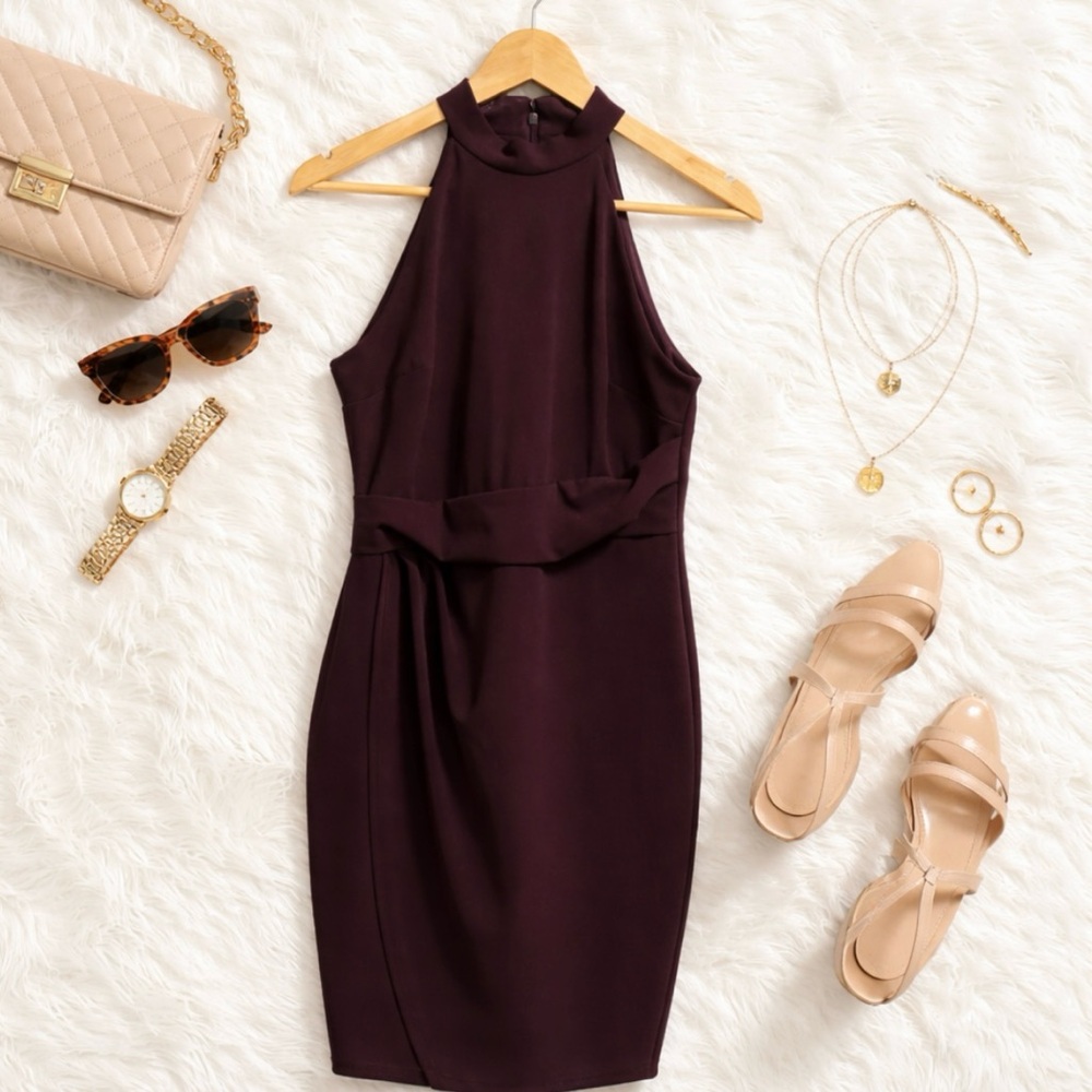 [NWT] Le Chateau Halter Midi Dress in Rich Purple